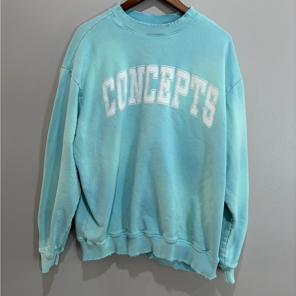 Concepts Multitone Blue RawHem Crewneck Sweatshirt Size L Made in USA 100%cotton